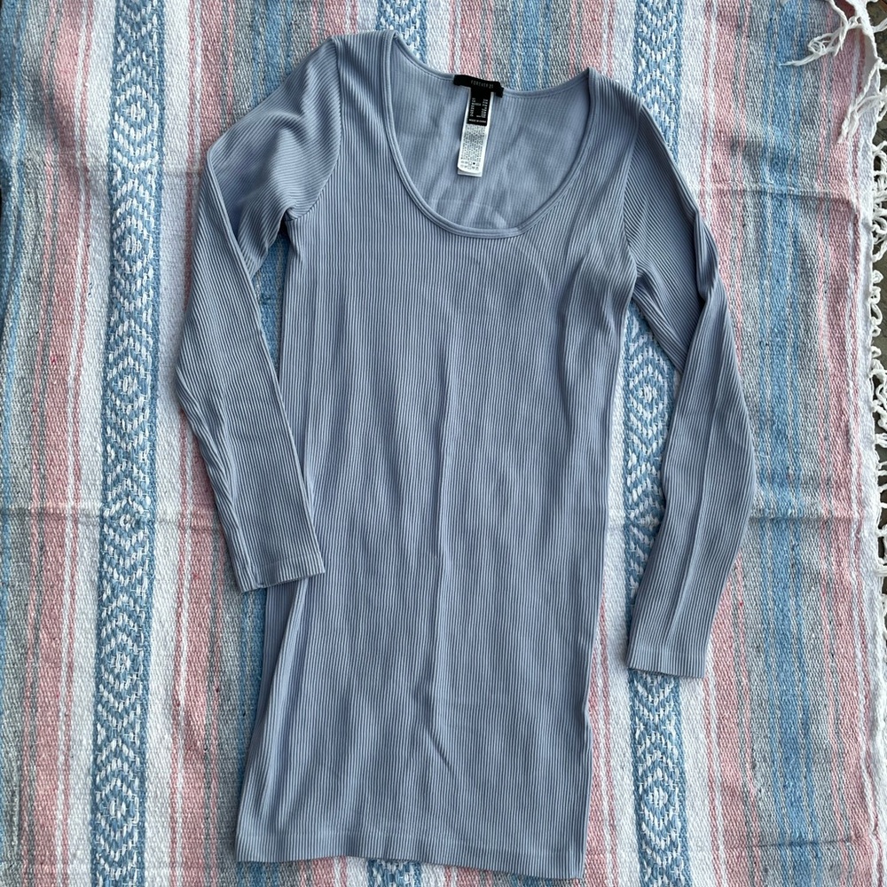Forever 21 Long sleeve ribbed baby blue dress
